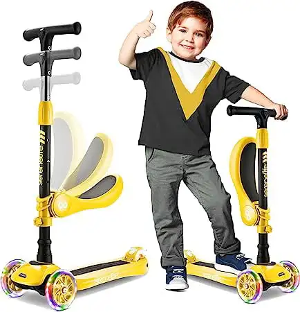 

Колесный Регулируемый скутер-2 в 1 сидячий/стоячий детский игрушечный скутер с откидным сиденьем