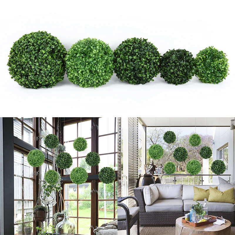 

18/23/28cm Artificial Milan Grass Ball Simulation Green Plant Plastic Grass Ball Peanut Grass Ball Home Garden Decor Fake Flower