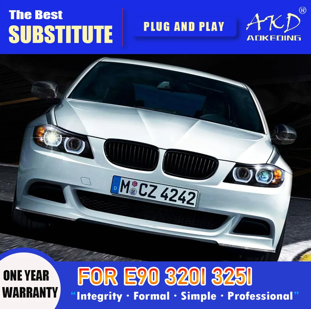 Фара AKD для BMW E90 LED передняя фара 2005-2012 фары 320i 325i DRL поворотный сигнал дальний свет глаз ангела проекторная линза