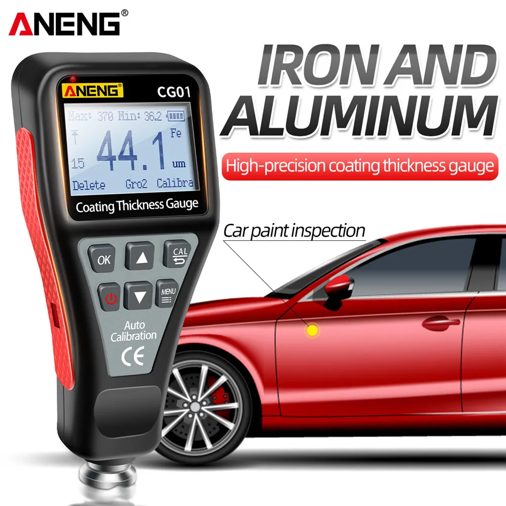 

ANENG CG01 Coating Thickness Gauge Metal Thickness Meter Automobile Paint Inspection Tester Automatic Rotating Screen