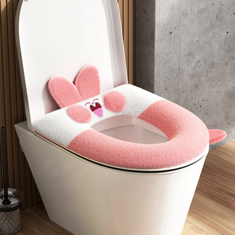 

Universal Toilet Seat Cover Winter Warm Soft WC Mat Bathroom Washable Removable Zipper With Flip LidHandle Waterproof Household