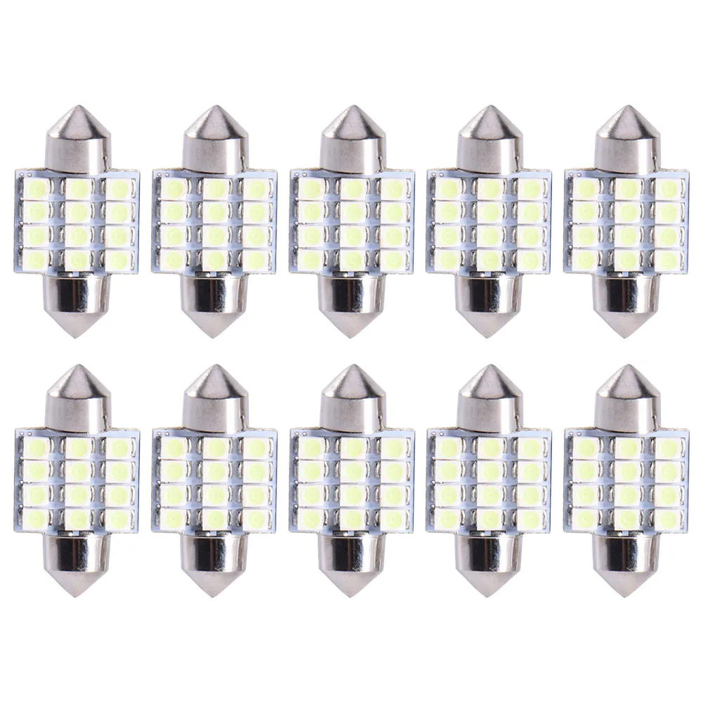 

10PCS 31mm LED COB Bulb Festoon 12-SMD Car Interior Dome Reading Light Trunk License Plate Lamp Reading Bulb 12V White 6000K
