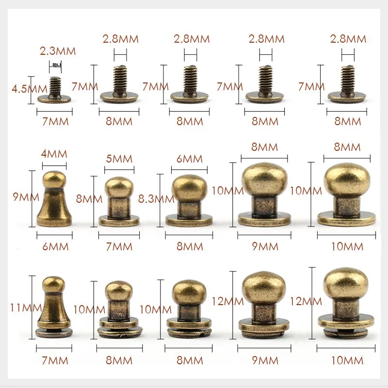 New Supply Metal Heshang Head Screw Pure Copper Button Wallet Belt Hook Accessories Leather Bag Strap Nipple