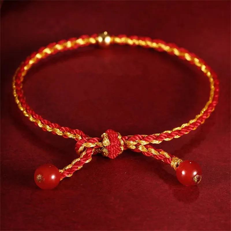Модный браслет ручной работы, красный веревочный браслет на удачу для женщин и мужчин, браслеты на удачу для лучших друзей, браслет на ногу, регулируемый размер, Прямая поставка