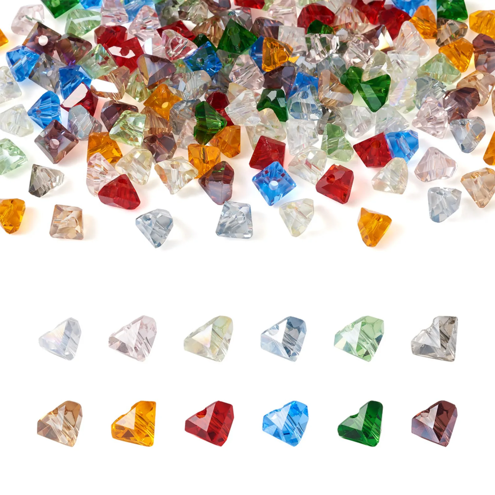 

180Pcs Mixed Color Triangle Transparent Faceted Glass Beads Loose Beads For Women Jewelry Earrings Bracelet Rings Making DIY