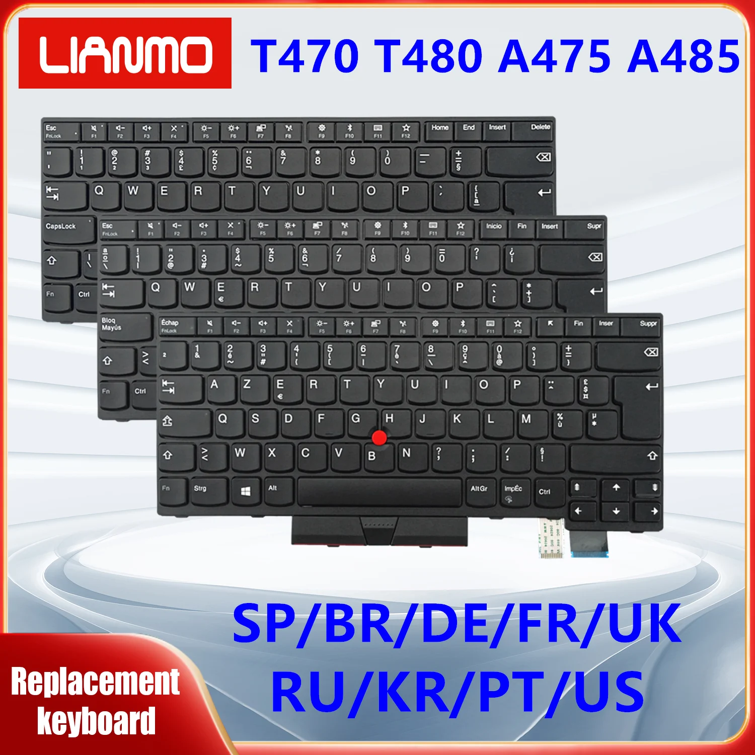 Подходит для Lenovo Thinkpad T470 T480 A475 A485 клавиатура ноутбука США Великобритании Испании