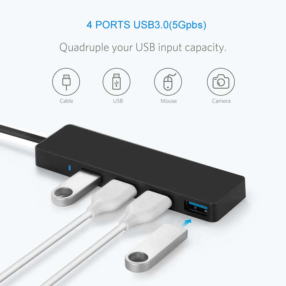 

USB 3.0 HUB HUB Multi USB Splitter Expander Multiple USB 3 Hab on / Off Switches Ac Adapter Cable Splitter for Pc Laptop
