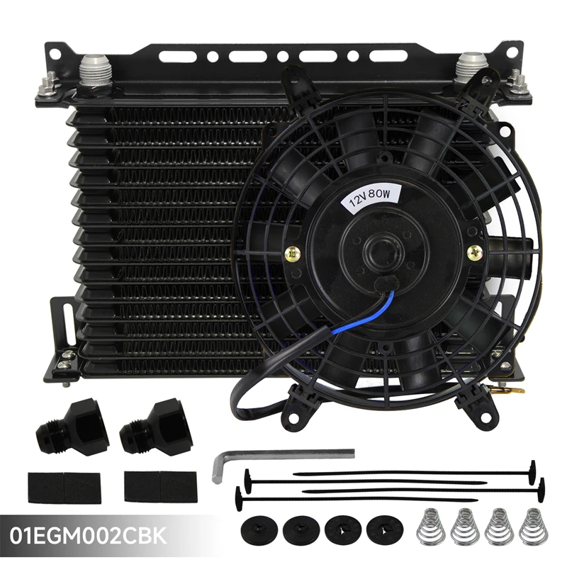 

Универсальный 15-рядный масляный радиатор двигателя AN10 с 2 штуками AN10 до AN8, монтажный кронштейн + 7-дюймовый электрический вентилятор, черный/синий