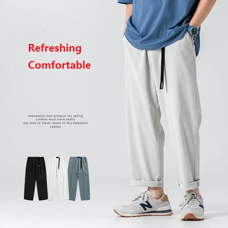 

2022 Summer New Men's Casual Pants Are Comfortable, Fresh And Breathable On The Street Dress Up Preppy Style Man Pants