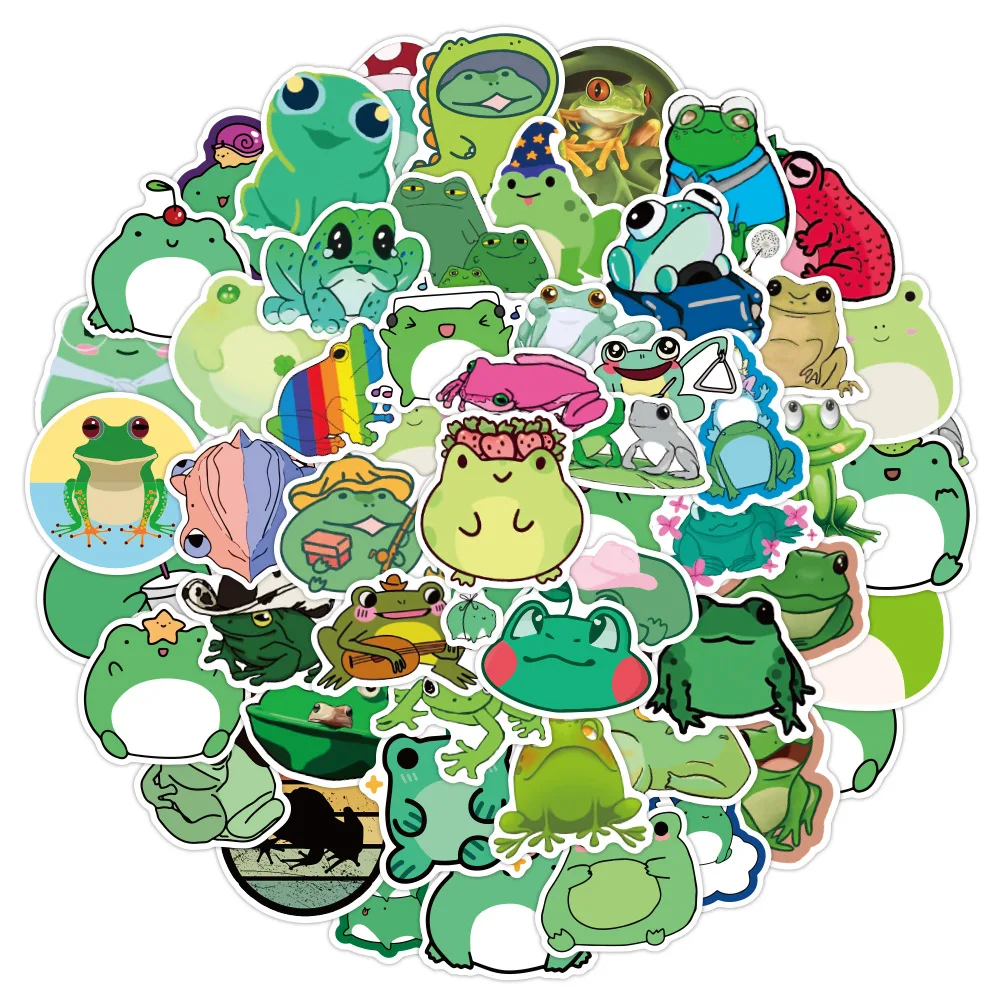 

10/50Pcs Small Frog Cartoon Cute Animal Graffiti Waterproof Sticker Suitcase Notebook Refrigerator Helmet SkateboardWholesale