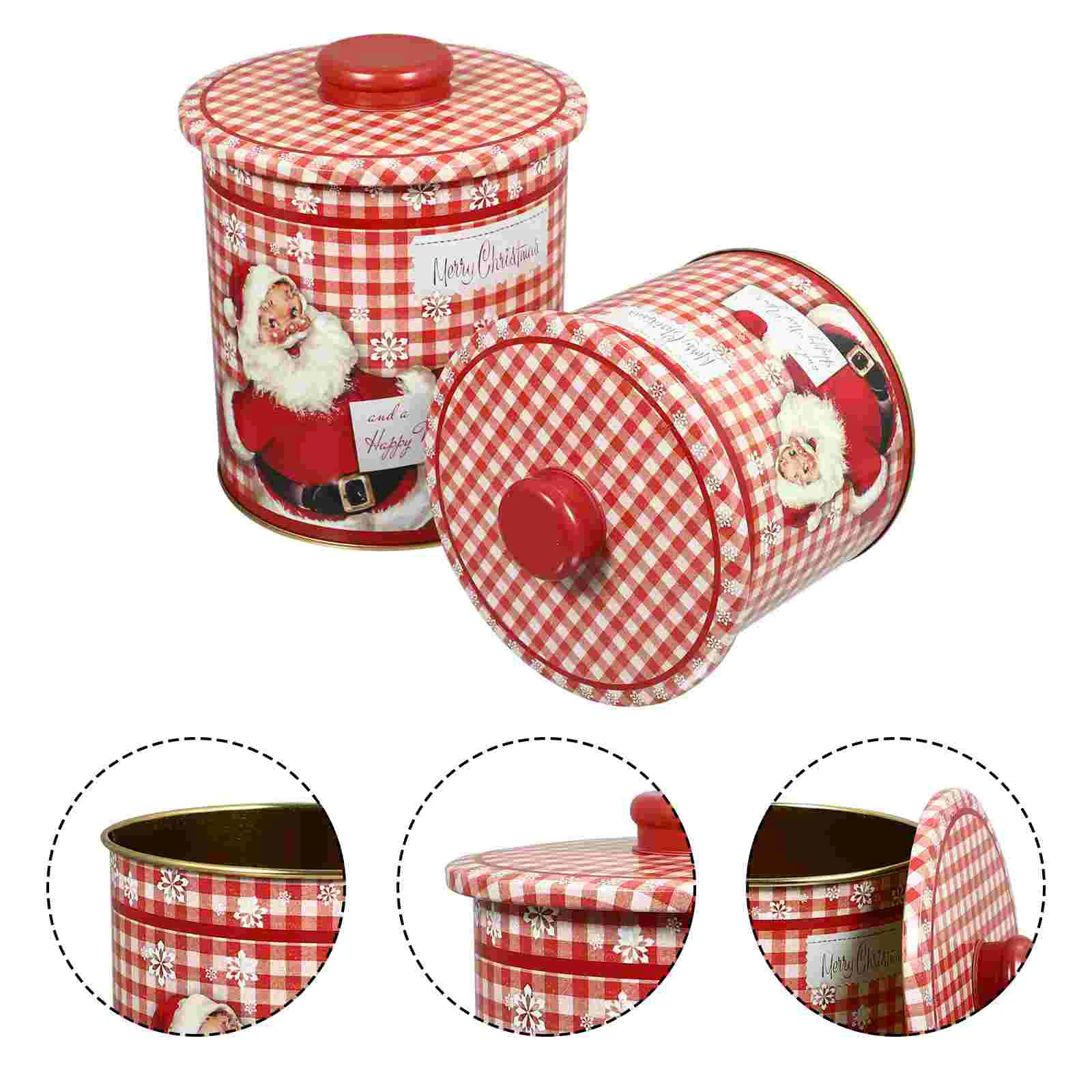 

2 Pcs Christmas Tin Box Candy Storage Holder Sweets Containers Candles Wedding Decorations Ceremony Metal