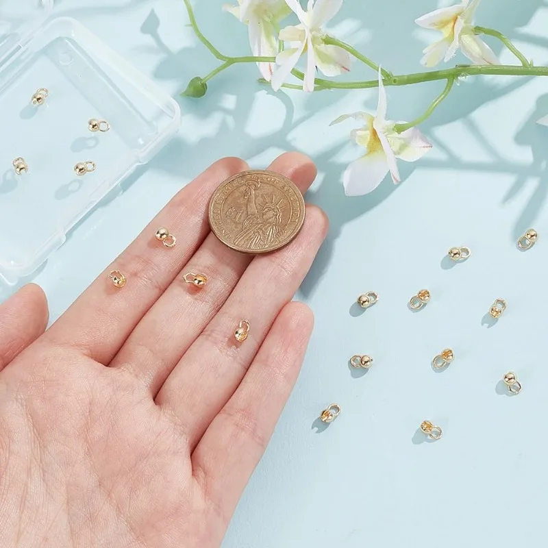 20 Шт. 14 Карат Позолоченные Круглые Латунные Бусины Торцевые Заглушки Фурнитура