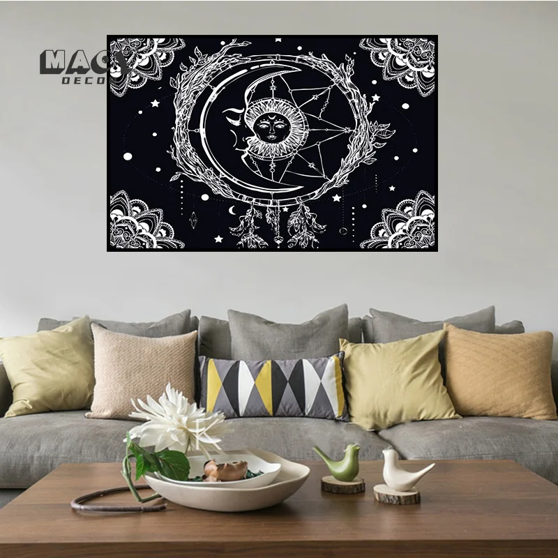 

Starry Night Sky Frame Poster Canvas Painting wall art Skeleton Tarot Hippie paintings for lliving room Decorative paintings