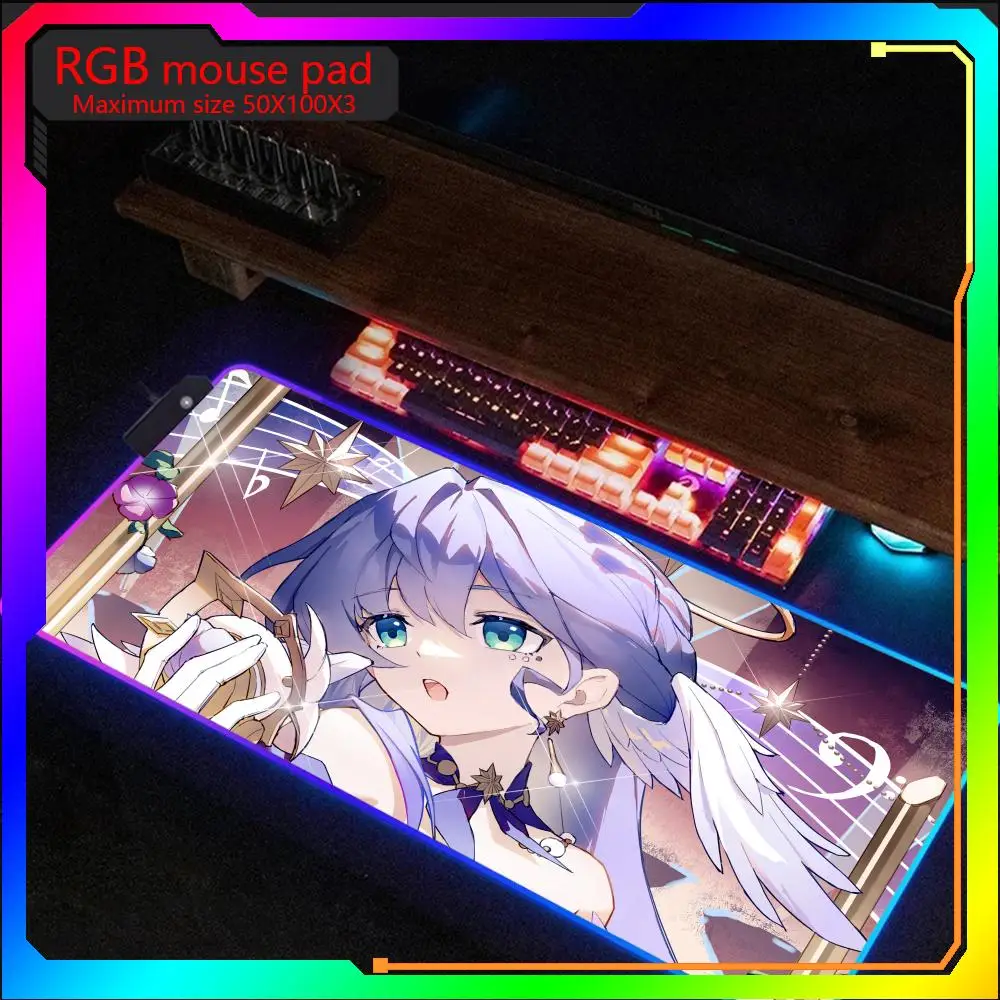 Honkai Star Rail Robin RGB коврик для мыши максимальный размер 50x100 игровой большой тонкий