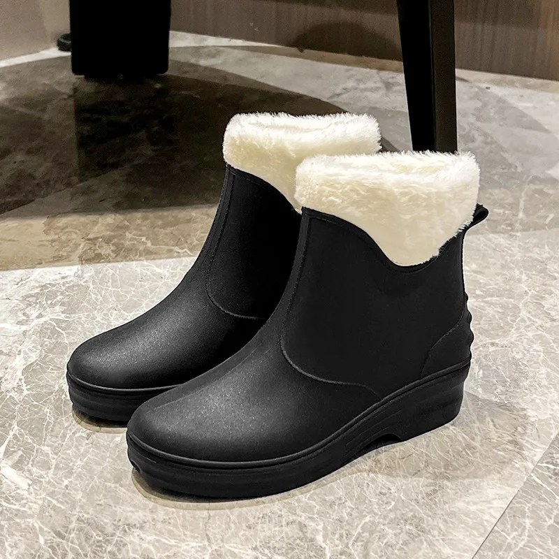 New 2023 Women Short Ankle Rain Boots Waterproof Acdemic Style Rainboots Non-slip Water Shoes Wellies Boots