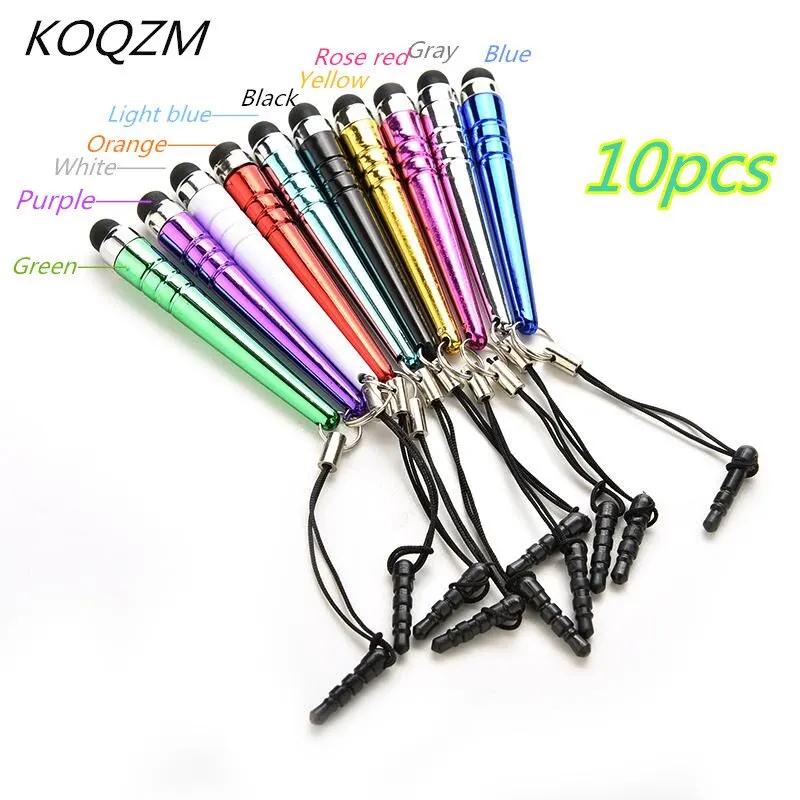 

10pcs Universal Long Capacitive Screen Touch Pen plastic Stylus for Smart Cell Phones Tablets Pens with Dust Plugs