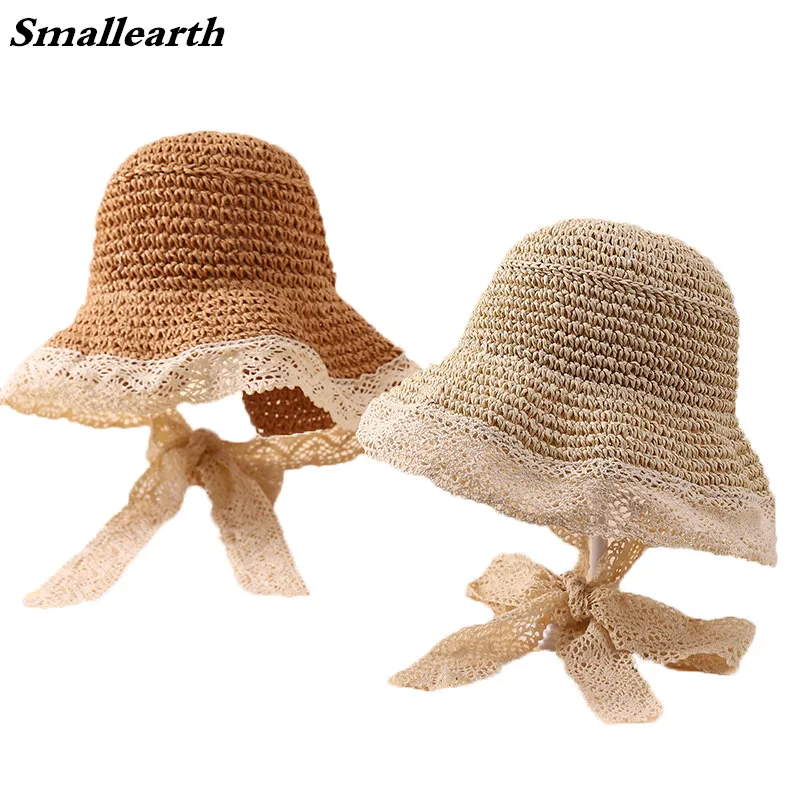 

Summer Baby Straw Cap Girl Boy Fashion Lace Bow Beach Sun Hat Princess Baby Caps Children Panama Hat Kids Foldable Travel Hats