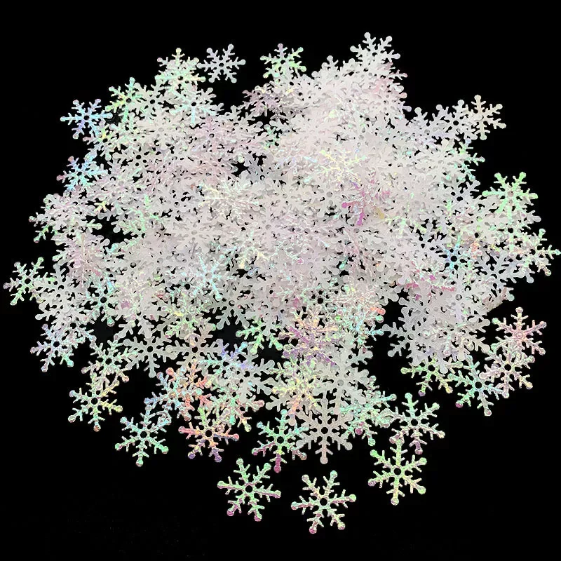

300pcs/lot 2cm Christmas Snowflakes Confetti Artificial Snow Xmas Tree Ornaments Decorations for Home Party Wedding Table Decor