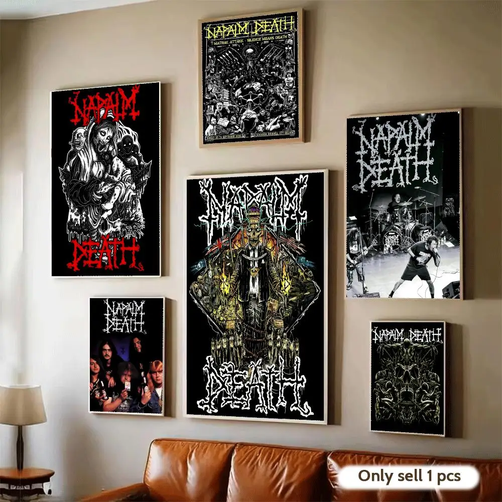 Фото Постер группы Grindcore N-Napalm Death, наклейка для домашнего бара, настенный декор, водонепроницаемая самоклеящаяся наклейка для гостиной, спальни, декор №2