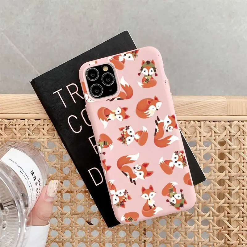 

Anime funny foxs lovely cute Phone Case for iPhone 11 12 13 Mini Pro Xs Max 8 7 6 6S Plus X XR Solid Candy Color Case