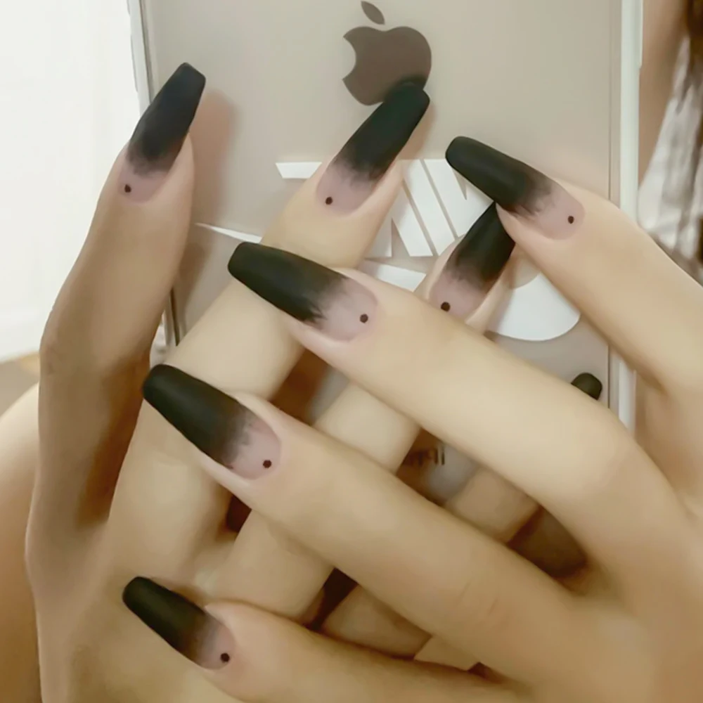

24Pcs/Box Charming Pink Flame Short Ballet Wearable Fake Nails press on Square Head Full Cover Detachable Finished Fingernails