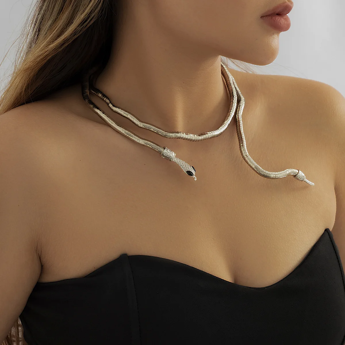 

Snakes Punk Hip Hop Metal Adjustable Gold Silver Color Snake Multi-Function Cool Gothic Necklace For Women Girls Party Jewelry
