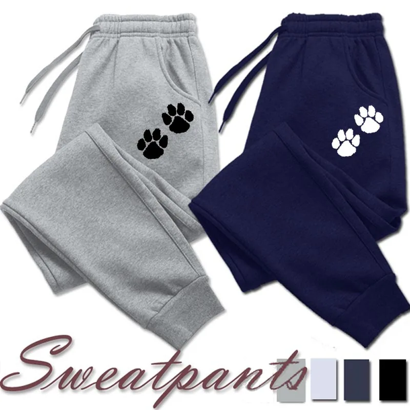 2023 Autumn Winter Women's Sports Pants Trousers Cute Cat Paw Print Jogging Pants Casual Fitness Fleece Warm Sports Yoga Pants