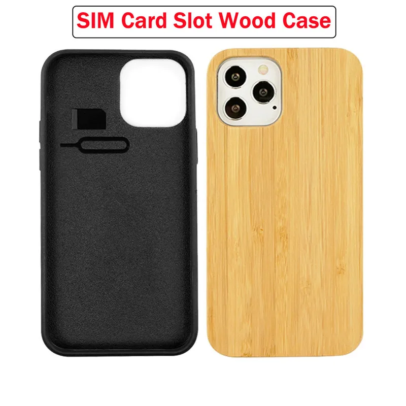

Чехол из натурального дерева со слотом для SIM-карты для телефона iPhone 13 12 Pro Max, чехлы с защитой от падения, мягкий чехол с рамкой из ТПУ для iphone ...