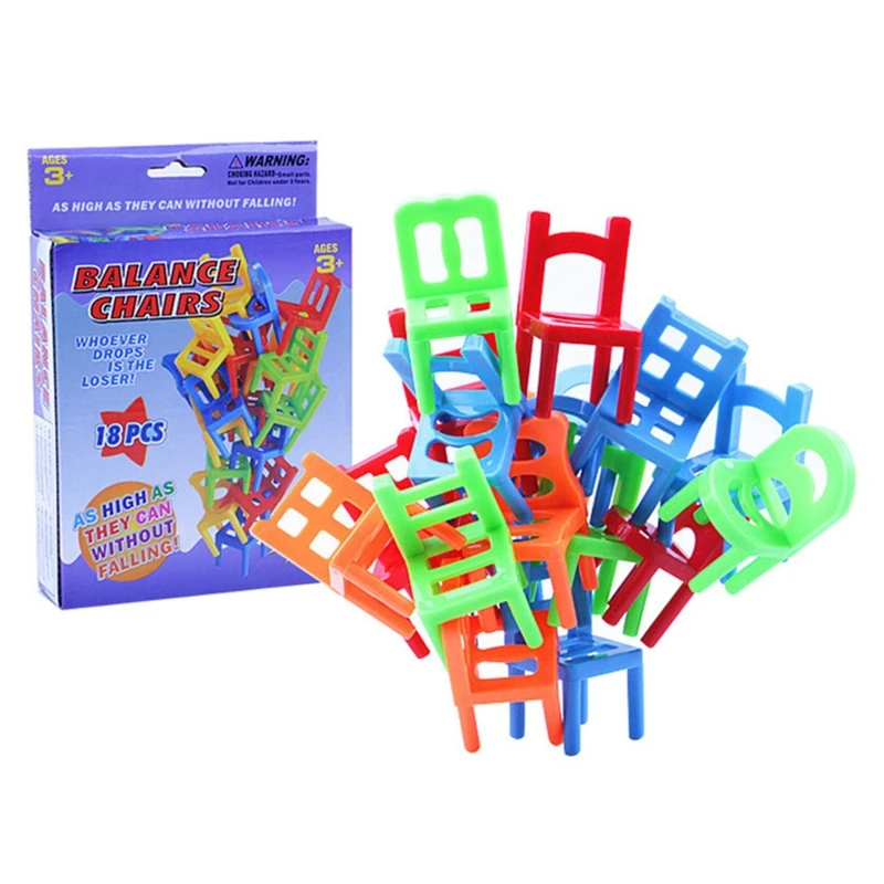 

Tabletop Stacking Toy Balance Skill Building Tower 18PCS Chair Stacker Toy Family Party Supply Game Goodie Bag Stuffings