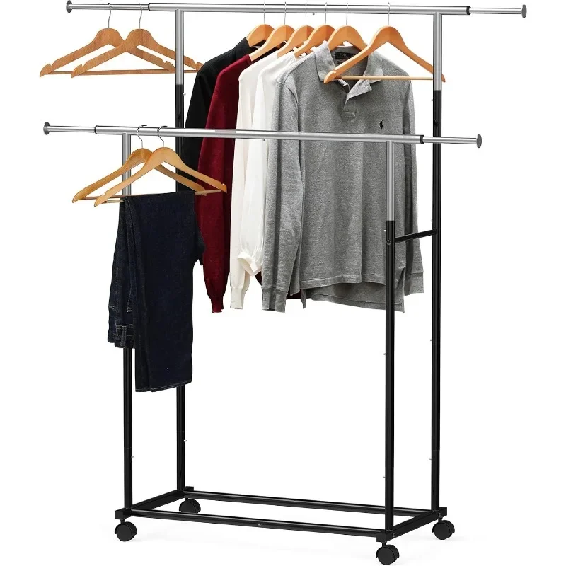 Обычная стандартная двойная вешалка для одежды (черный/серебристый) по желанию