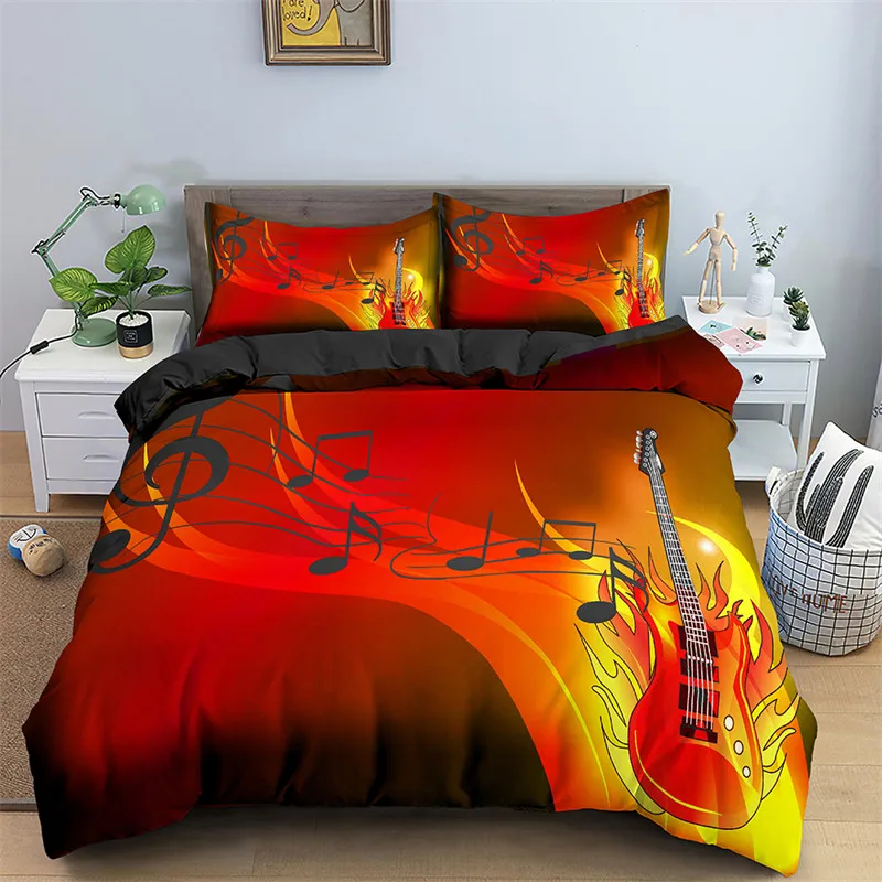 

Comforter Cover Violin Piano Pattern Bedding Set Twin King Single Queen Size Music Theme Duvet Cover Microfiber Musical Symbols