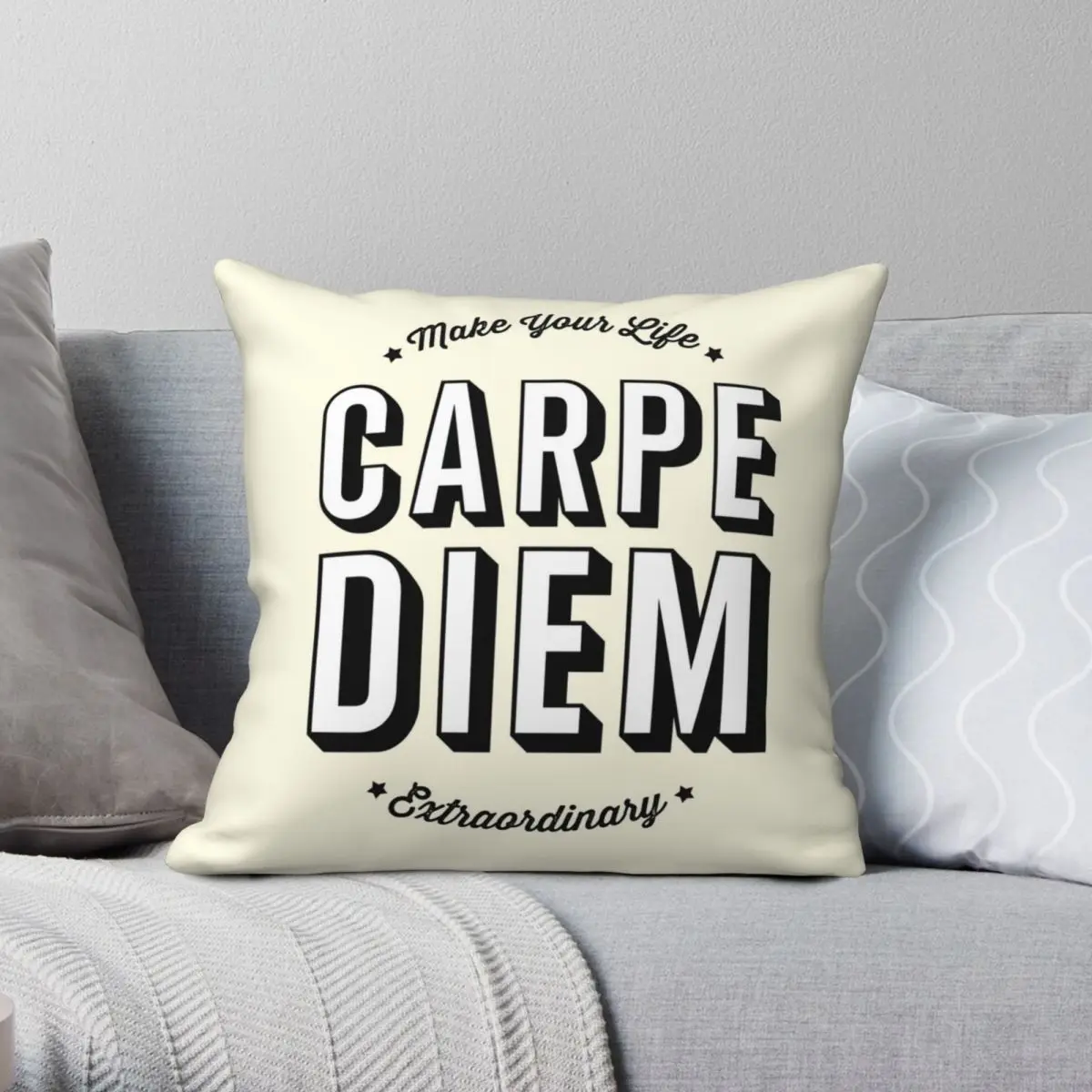 

Квадратная подушка Carpe Diem The Day, искусственная полиэстеровая льняная бархатная креативная декоративная подушка на молнии