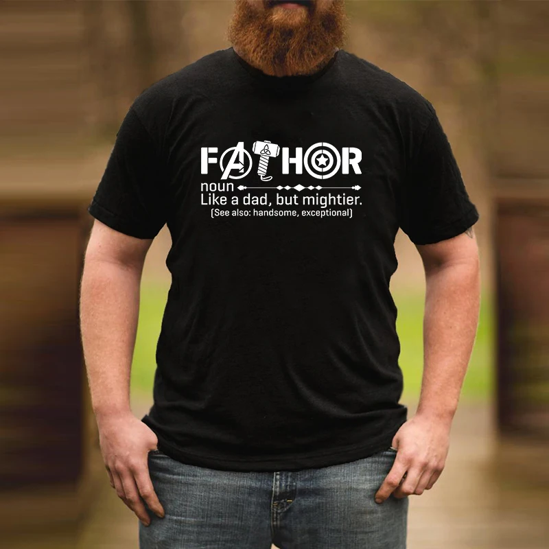 

FATHERT-Shirt Noun Like A Dad Tees Men JustWay Funny Dad T-Shirt Definition White Tee Father's Day Gift Husband Daddy Tops L