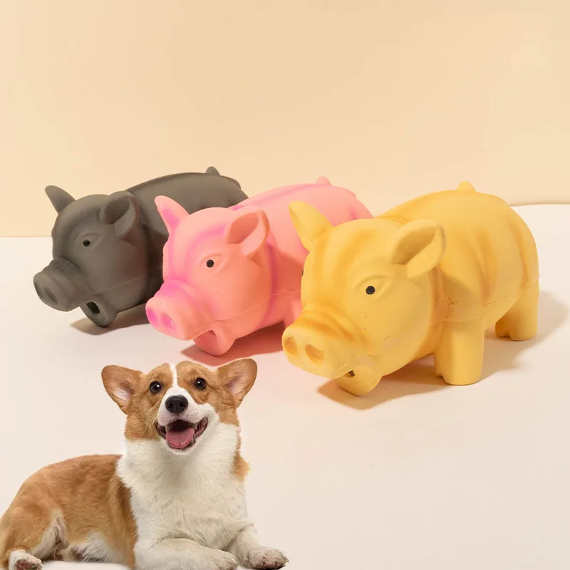 

Chew Training Pets Accessories Bite Teeth Cleaning Squeak Rubber Sound Pig Dog Chew Toys Latex Pet Chew Toys