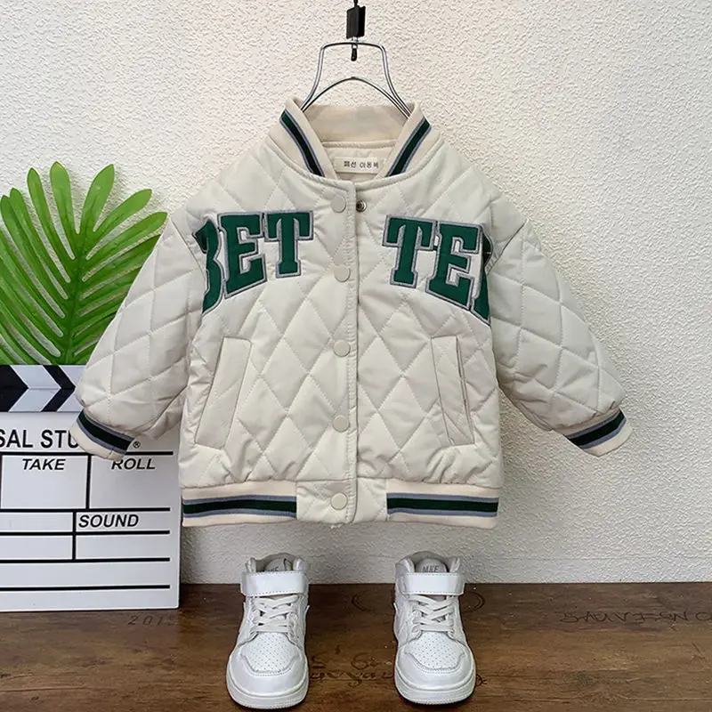 Aurumn мальчик хлопковое Стеганое пальто детская зимняя куртка бейсбольный костюм