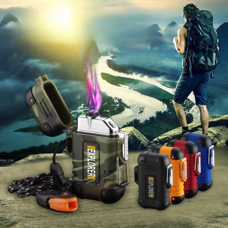 Новая водонепроницаемая зажигалка с двойной дугой перезаряжаемая через USB