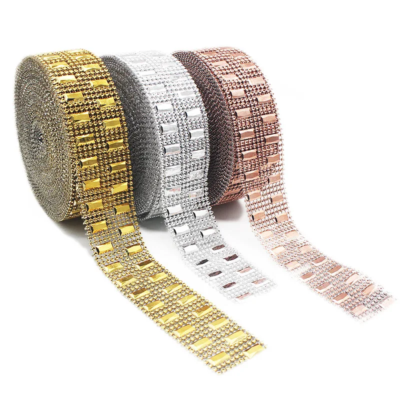 

Bling Diamond Mesh Roll Sparkle Acrylic Party Birthday Wedding DIY Decoration Table Cake Rhinestone Wrap Crystal Ribbons Tulle