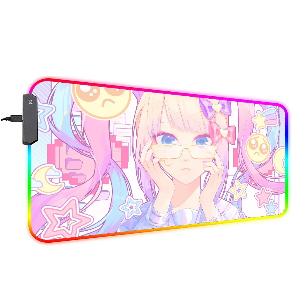 N-Needy Girl O-Overdose Mousepad XXL RGB Gaming Mouse Pads HD Black Gamer Accessories Large LED
