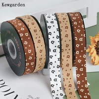 kewgarden 1 25mm printed letter ribbon diy bows hair accessories make clothing hats decorative materials wholesale 20 yards