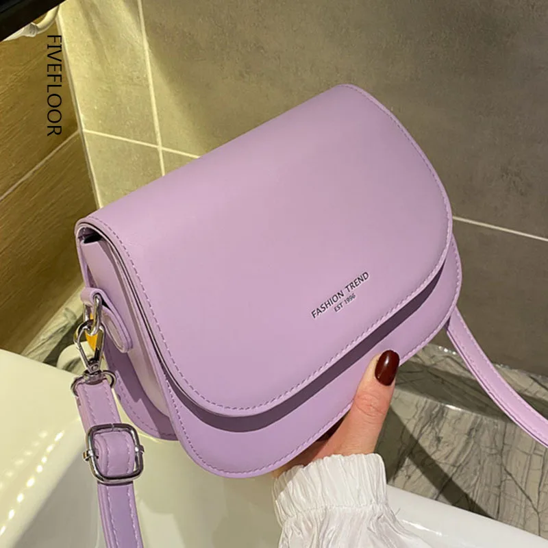 

Women Saddle Shoulder Bags Female Mini Messenger Bags 2021 New Fashion Handbags Solid Color Pu Leather Luxury Brand Bags