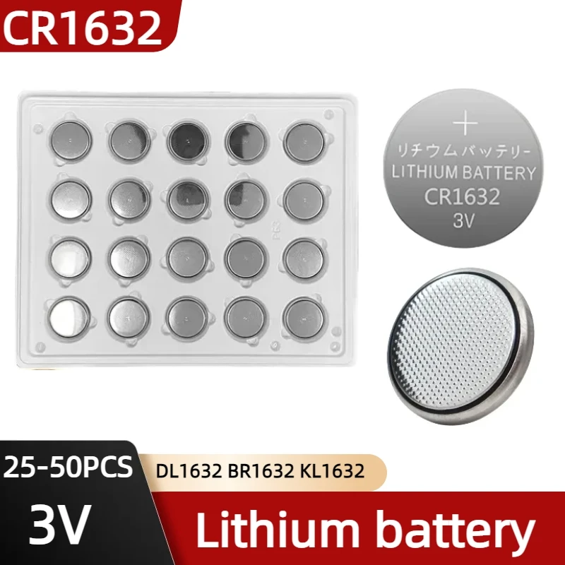 

25-50PCS CR1632 3V Lithium Battery 200mAh cr 1632 DL1632 BR1632 LM1632 ECR1632 Button Cell For Watch Car Remote Key Calculator