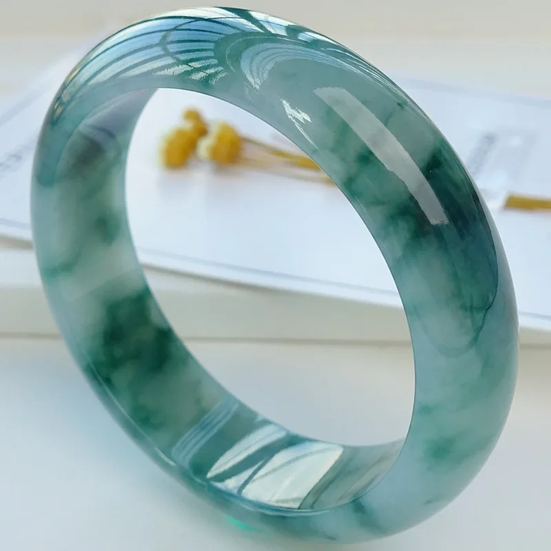 

Natural Stone Jade Bangle High Ice Grade A Myanmar Jadeite With Certificate Floating Flower Burma Jades Bangles Bracelets Women