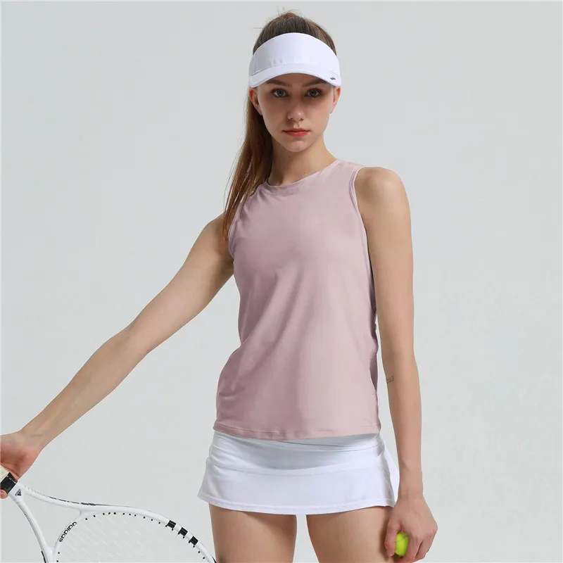 Solid Color Crew Neck Fitness Yoga Vest Hollow Back Women Gym Short Shirt Tank Top Breathable Sweat-wicking Blouse Gym Training