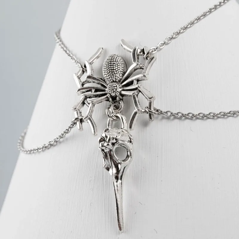 

Goth Vintage Dark Wind Spider Skull Pendant Chain Necklace For Women Personality Punk Charm Fashion Jewelry