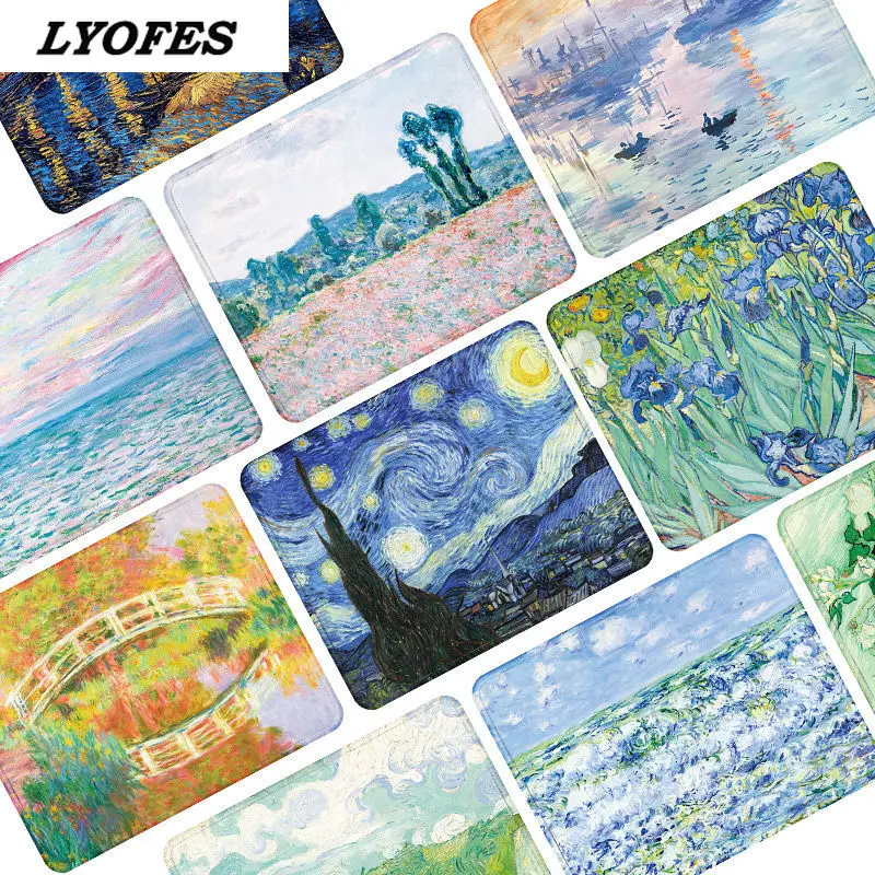 

Non-slip Creative Keyboard Mat Gaming Desk Mats Cute Mouse Pad Van Gogh Oil Painting Deskpad Gaming for Office Home Computer