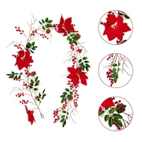 6 2ft christmas garland with red berry artificial hanging vine wreath decoration plastic garlands high quality home decor