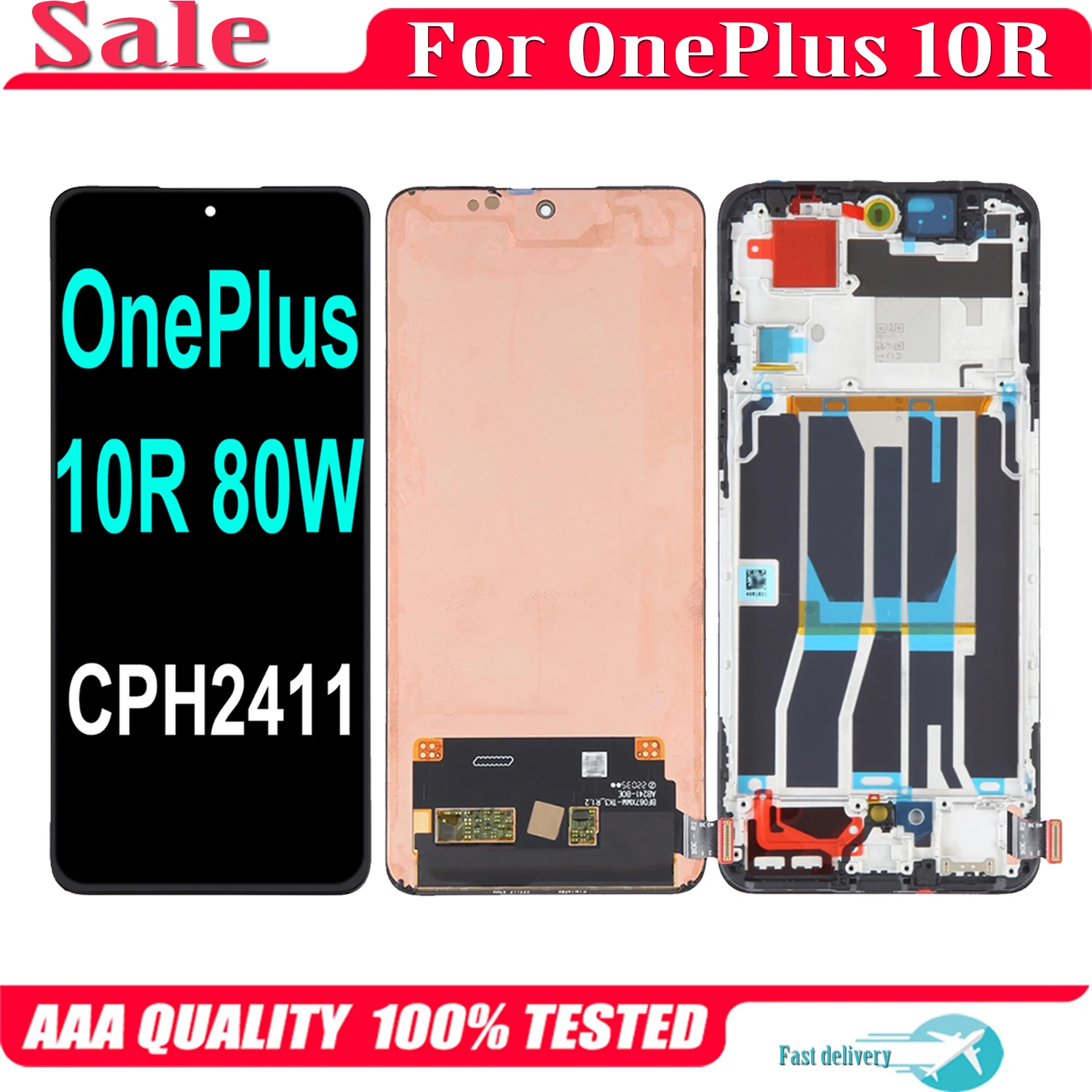 Оригинальный AMOLED 6,7 'для OnePlus 10R 80W CPH2411 ЖК-дисплей для OnePlus 10R 150W LCD