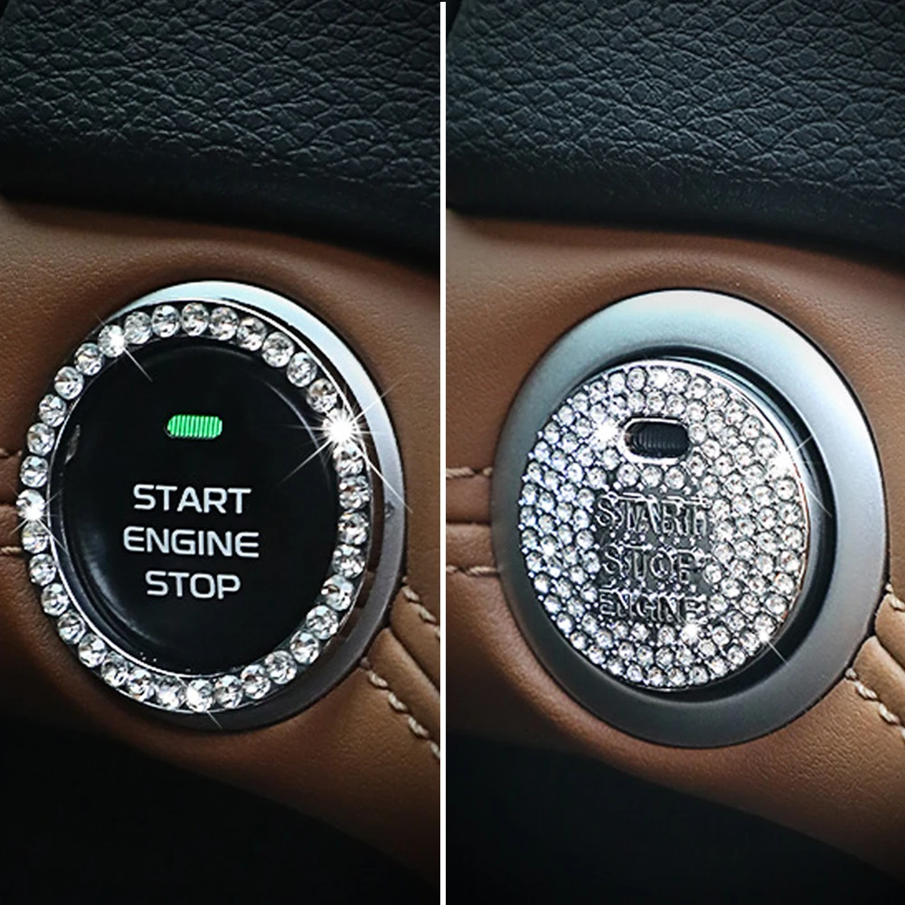 

Car One-click Start Button Car Interior Engine Ignition Start Stop Button Protective Cover Crystal Decoration Car Accessories