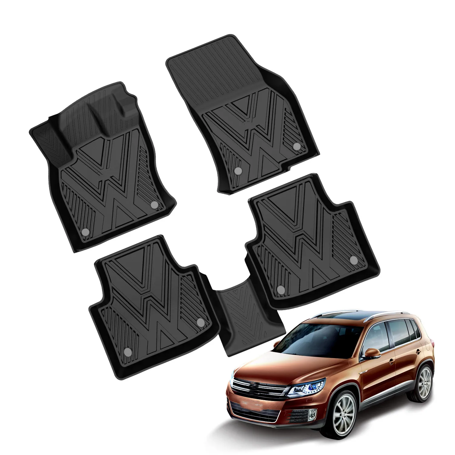 

Гибкие здоровые резиновые автомобильные коврики из ТПЭ для Volkswagen Tiguan L 2017-2021 VW, коврики для ног, подкладка