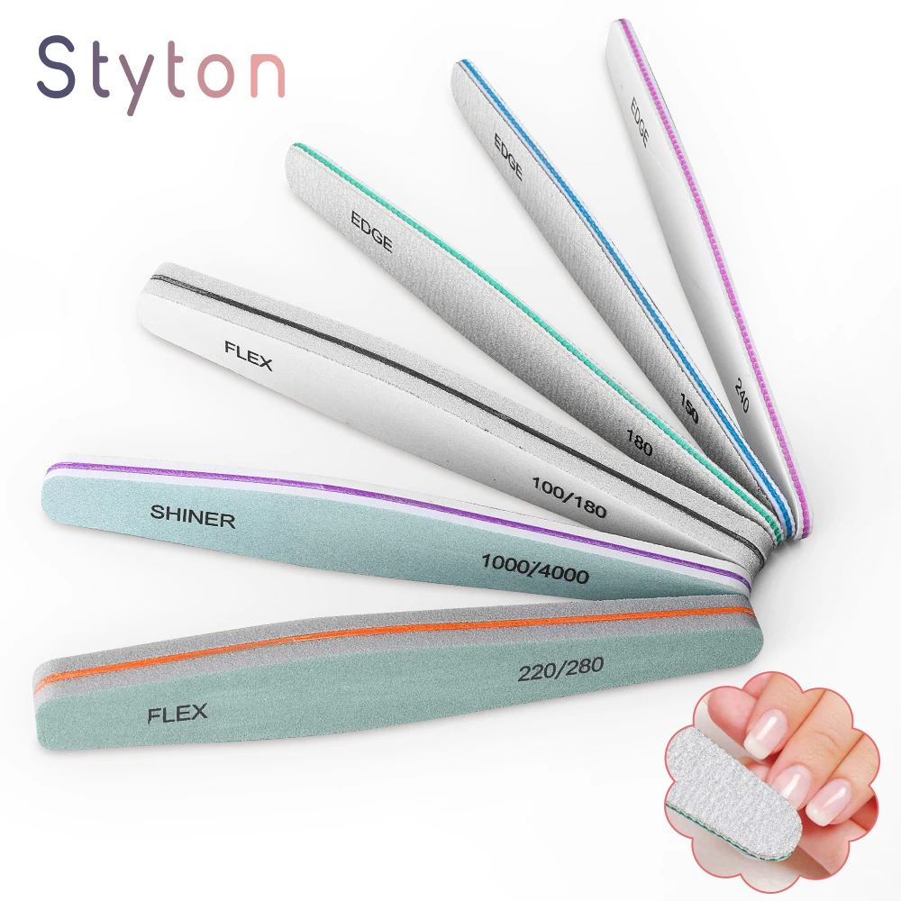 

Styton Nail Files 100/150/180/220/240/280/1000/4000 Grit Emery Boards Polishing Buffer Block Sanding Professional 6Pcs Manicure